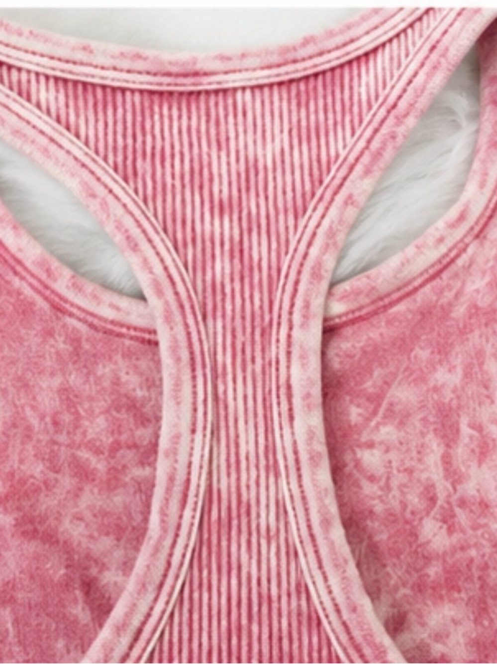 Zenana Outfitters Pink Cropped Ribbed Washed Racerback Tank - Picture 4 of 6